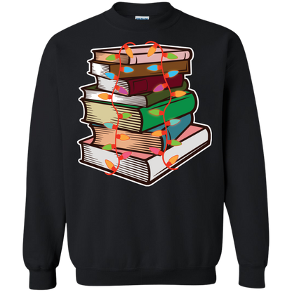 Fairy Lights Christmas Gift T-shirt Book Lover Black
