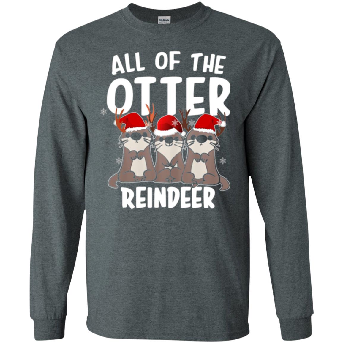 Christmas T-shirt All Of The Otter Reindeer Dark Heather