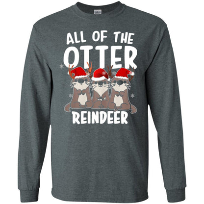 Christmas T-shirt All Of The Otter Reindeer Dark Heather