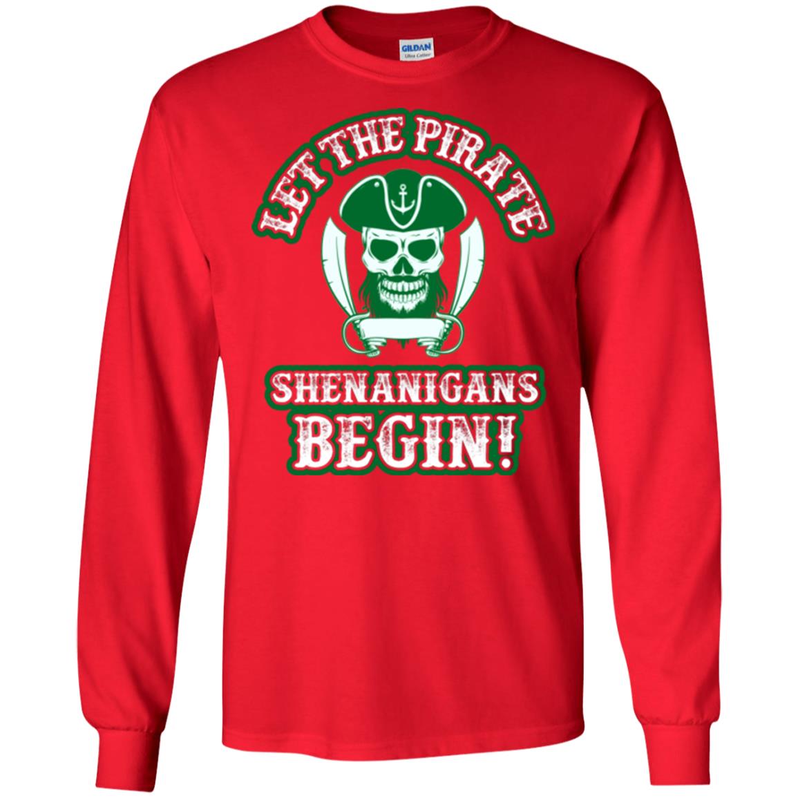 Saint Patrick's Day T-shirt Let The Pirate Shenanigans Begin Red