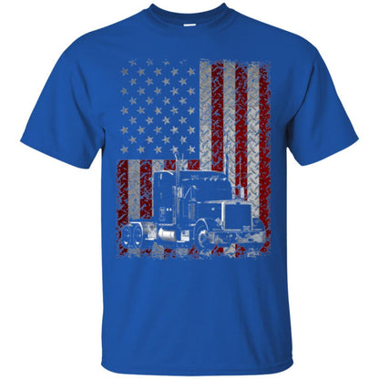 Trucker T-shirt Truck Driver American Flag Royal