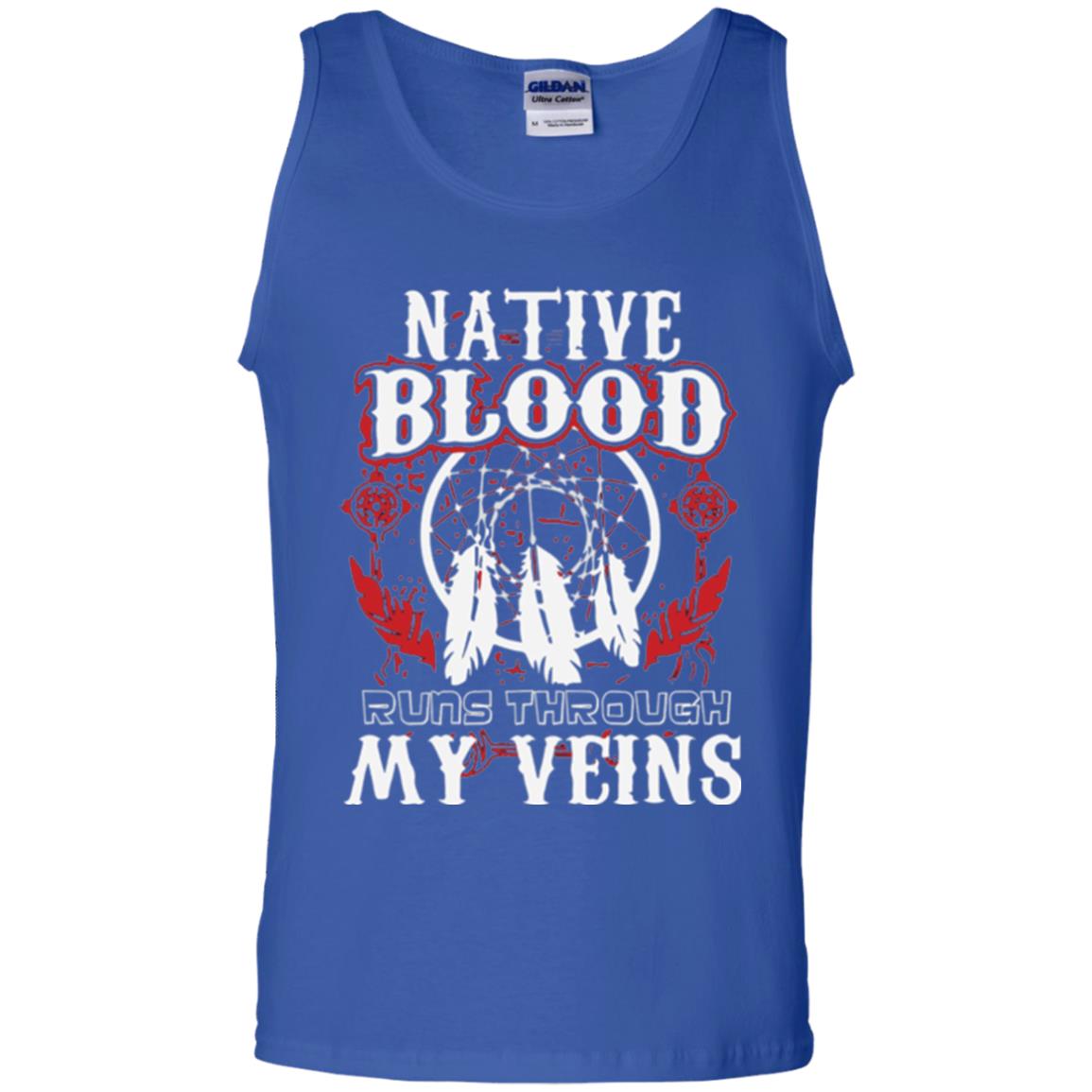 American T-shirt Native Blood Runs Through My Veins Royal