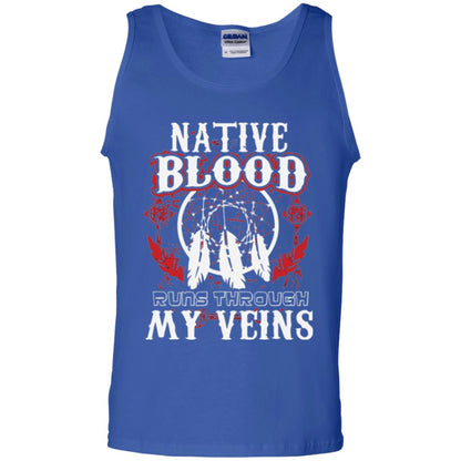 American T-shirt Native Blood Runs Through My Veins Royal