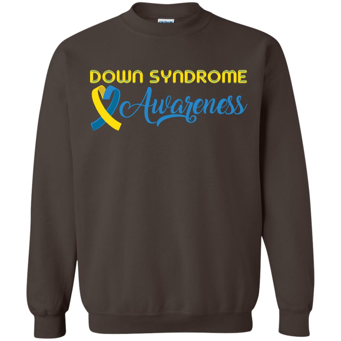 Yellow And Blue Ribbons Down Syndrome Awareness T-shirt Dark Chocolate