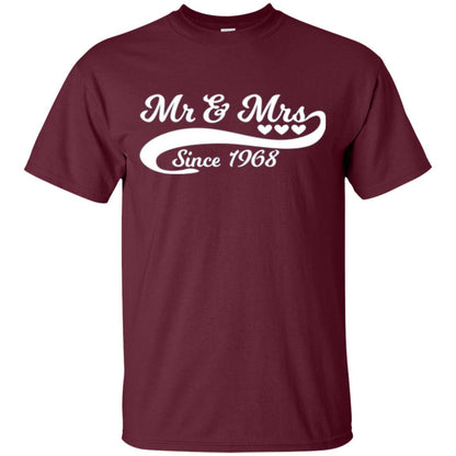 Mr And Mrs Since 1968 50th Wedding Anniversary T-shirt Maroon
