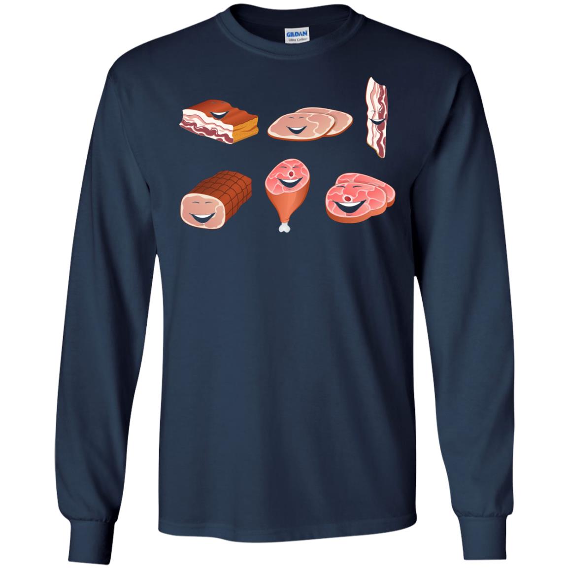 Funny Bbq T-shirt Meat Family Navy