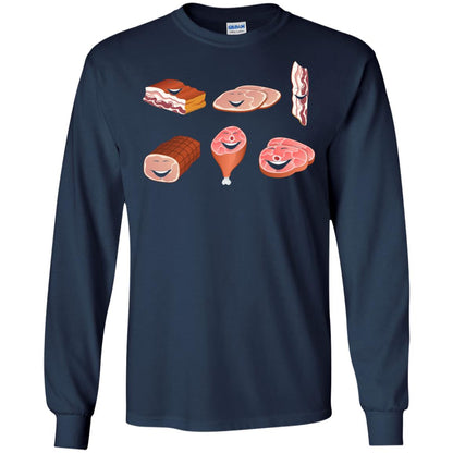Funny Bbq T-shirt Meat Family Navy