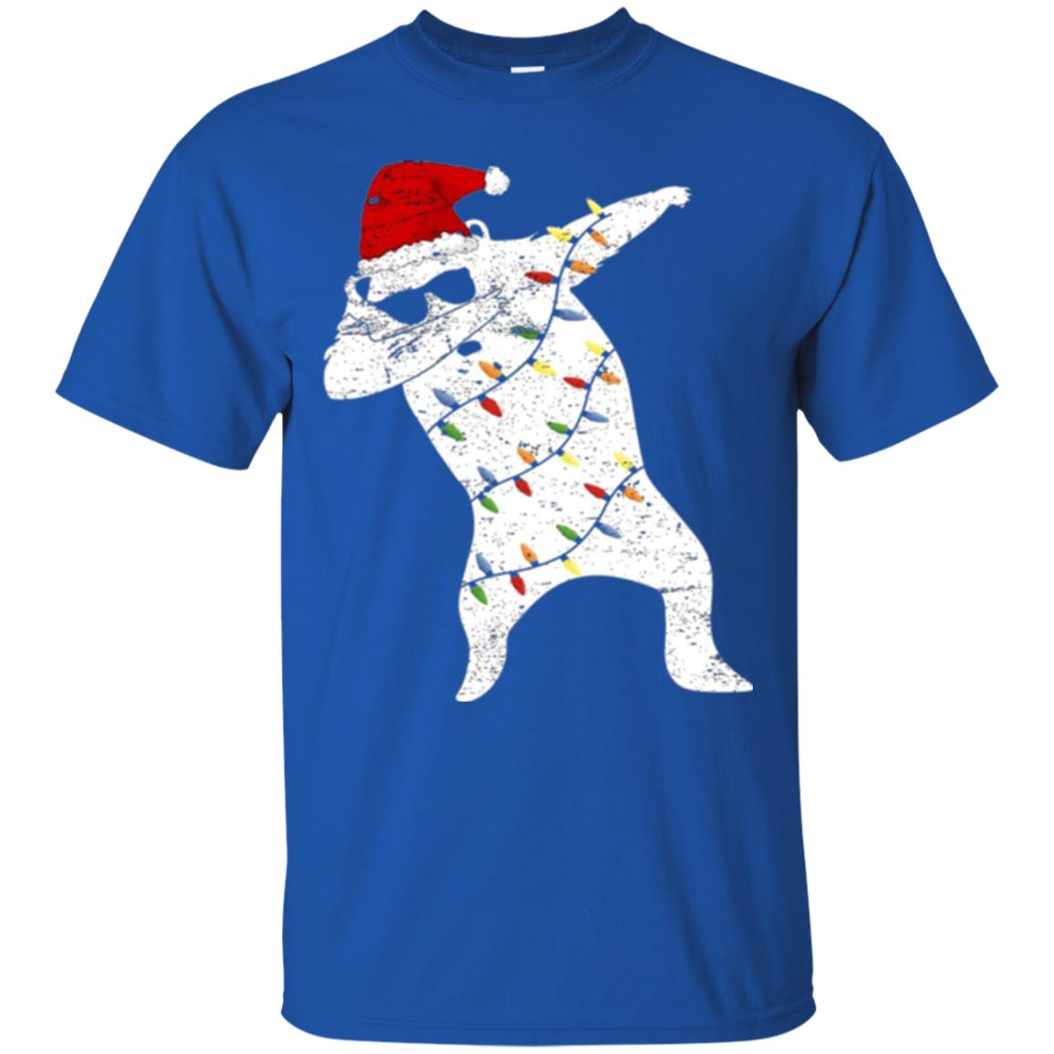Christmas T-shirt Santa Bear Dabbing Lights Sunglasses Royal