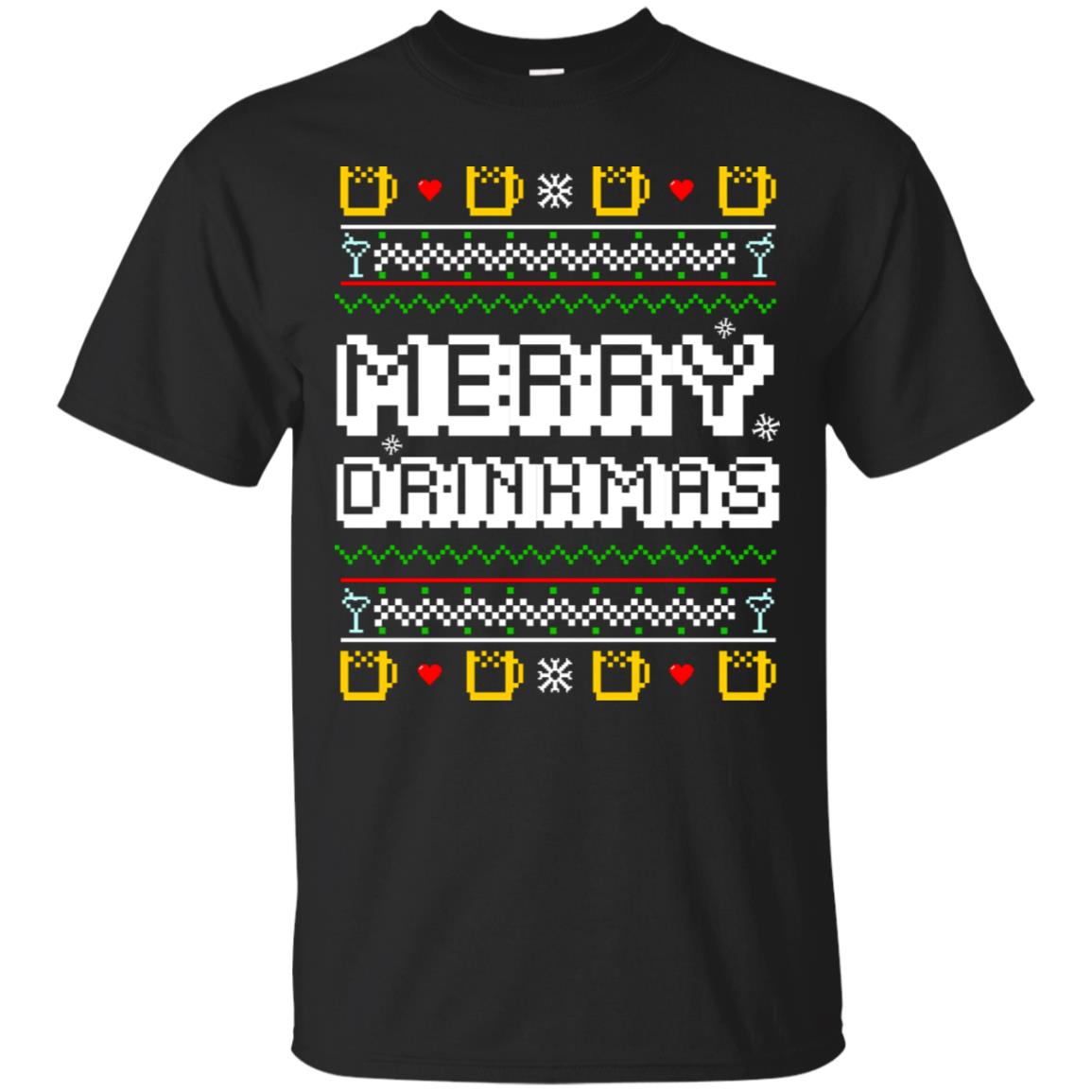 Merry Drinkmas X-mas Gift Shirt For Drinking Lovers Black