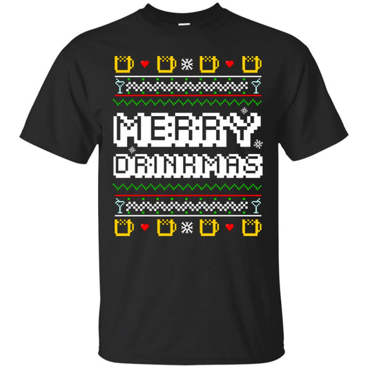 Merry Drinkmas X-mas Gift Shirt For Drinking Lovers Black