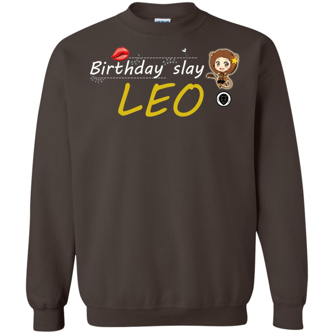 Cute Leo Girl Birthday Lip Slay T-shirt Dark Chocolate