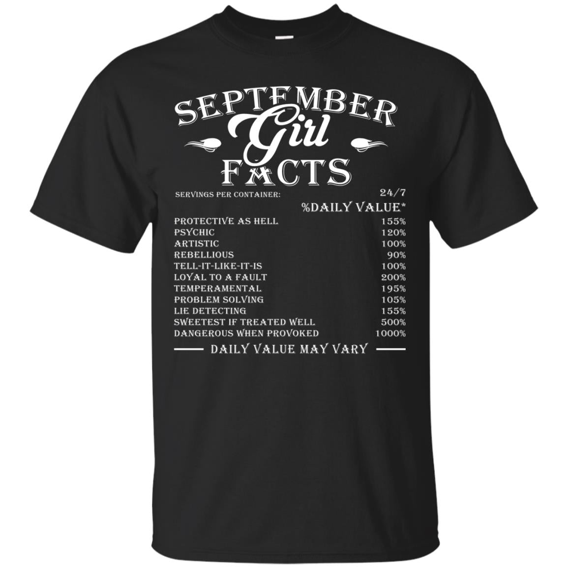 September Girl Facts Facts T-shirt Black