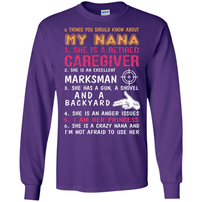 Family T-Shirt 6 Things You Should Know About My Nana Purple