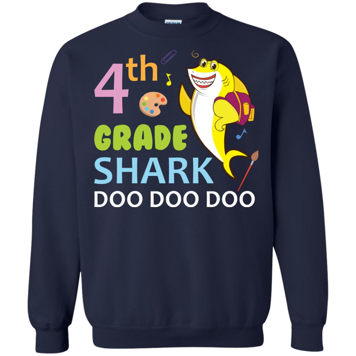 4th Grade Shark Doo Doo Doo Back To School T-shirt Navy