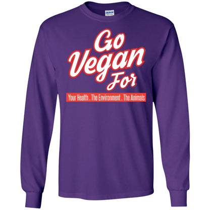 Vegetarian T-shirt Go Vegan For Your Health The Environment The Animals Purple