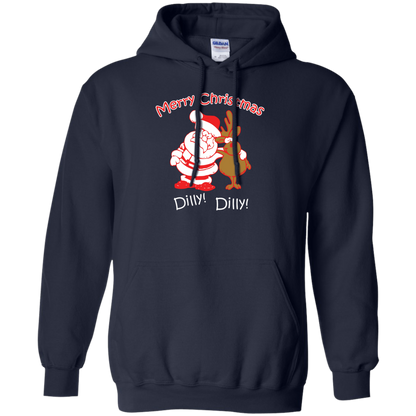 Christmas T-Shirt Merry Christmas Santa And Reindeer Dilly! Dilly! Navy