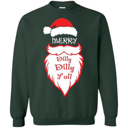 Christmas T-shirt Merry Dilly Dilly Y'all Forest Green