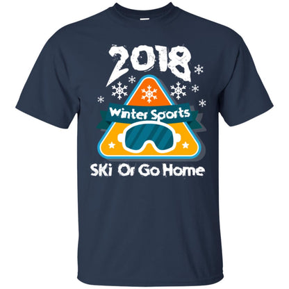 Skier T-shirt 2018 Winter Sports Ski Or Go Home Navy