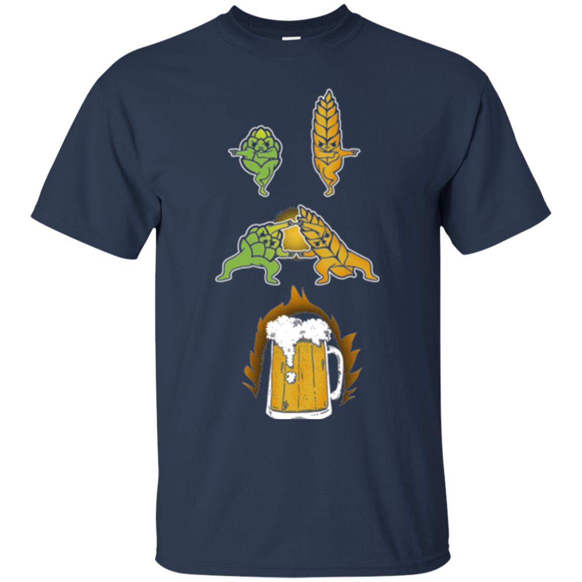 Hop And Malt Fusion To Beer Funny Beer Lover T-shirt Navy