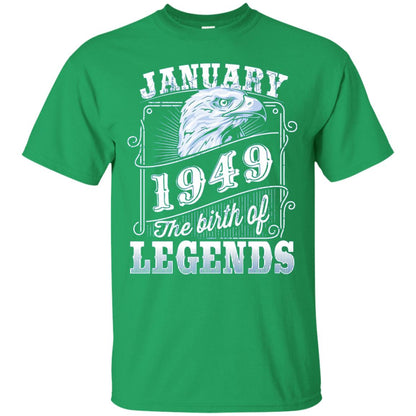 69th Birthday T-shirt January 1949 Birth Of Legend Irish Green