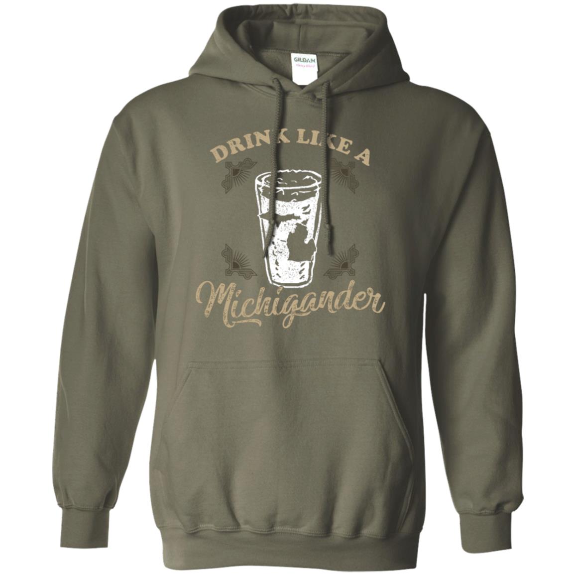 Drink Like Michigander Shirt Military Green