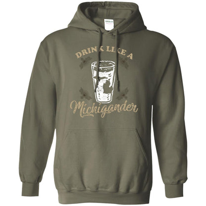 Drink Like Michigander Shirt Military Green