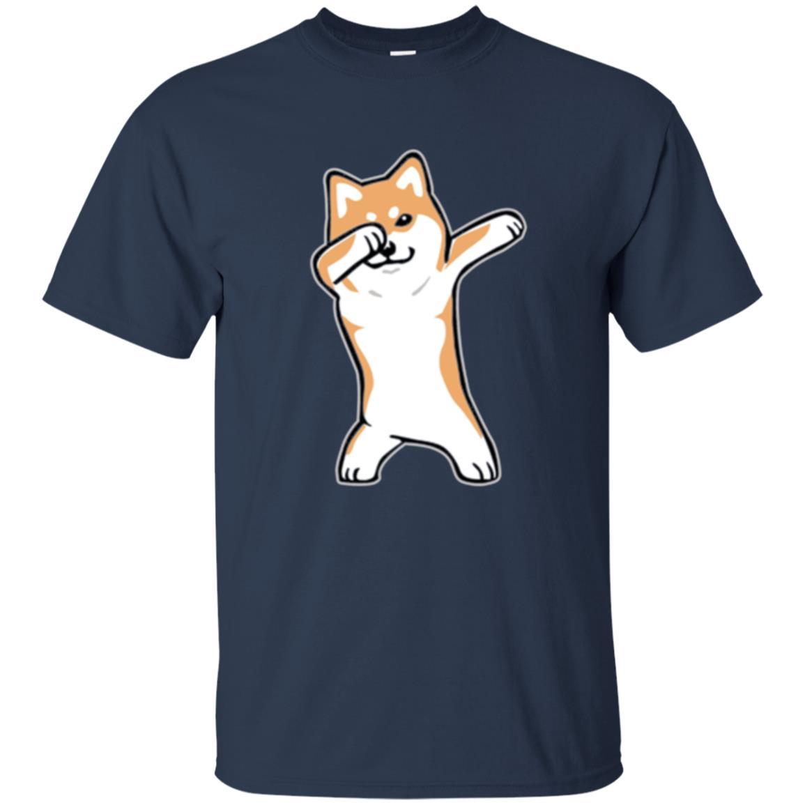 Dog Lover T-shirt Dabbing Shiba Inu Doge Navy