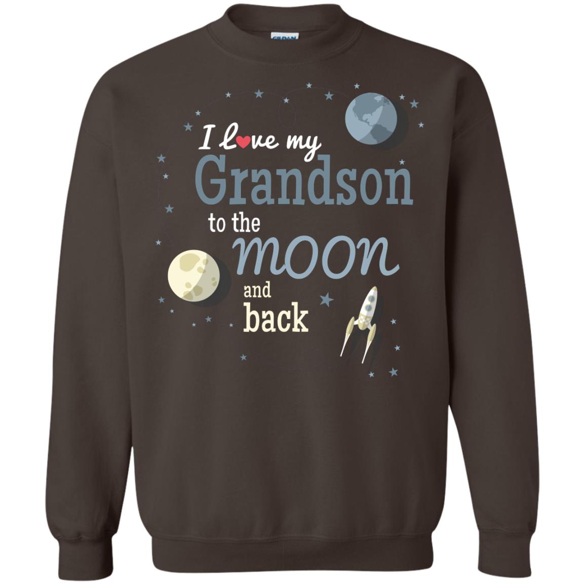 I Love My Grandson To The Moon And Back Grandparents Shirt Dark Chocolate