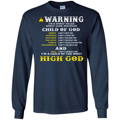 Christian T-shirt Warning I’m A Spirit-filled Spirit-lead Discipled Child Of God Navy