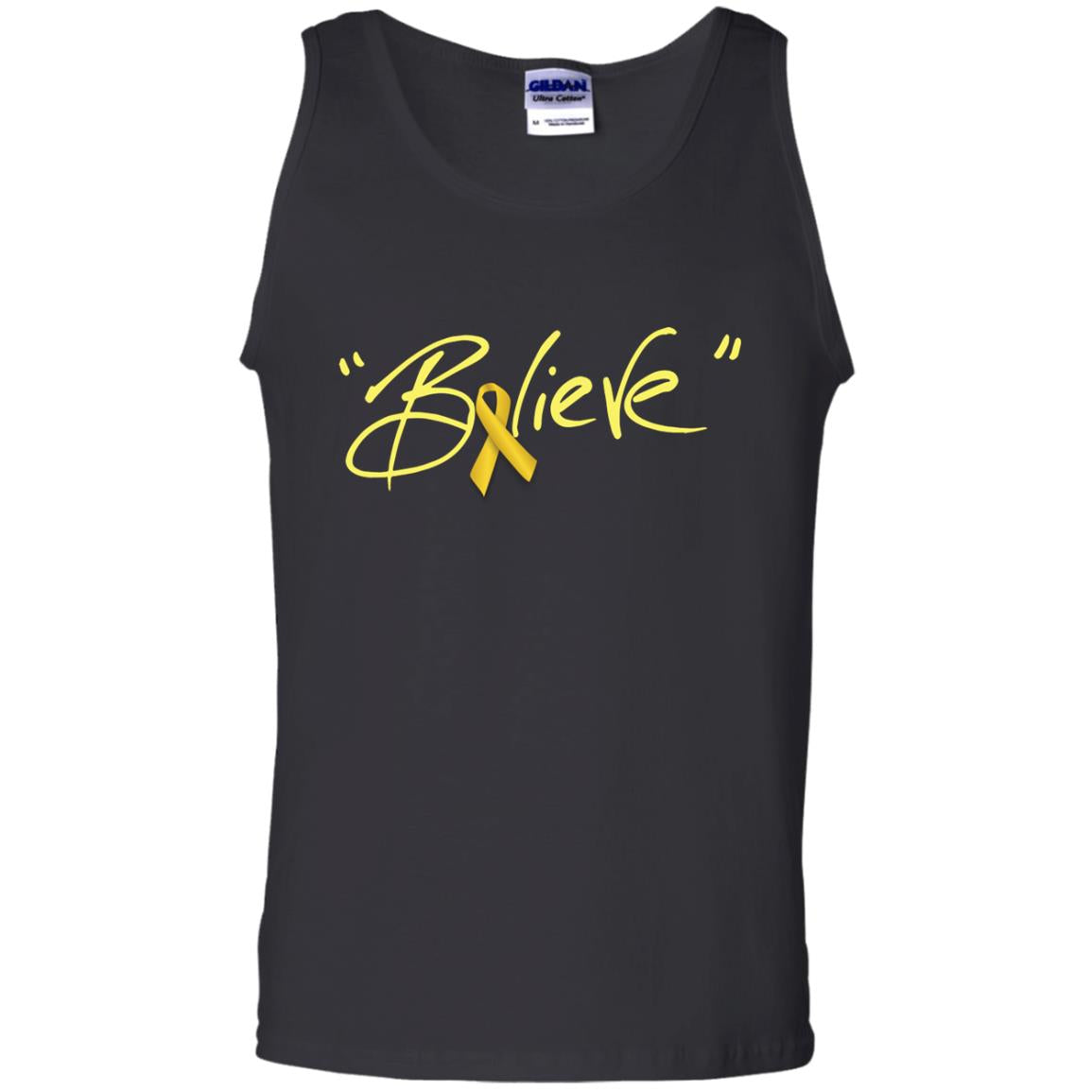 Childhood Cancer Awareness Shirt Gold Ribbon Believe Black