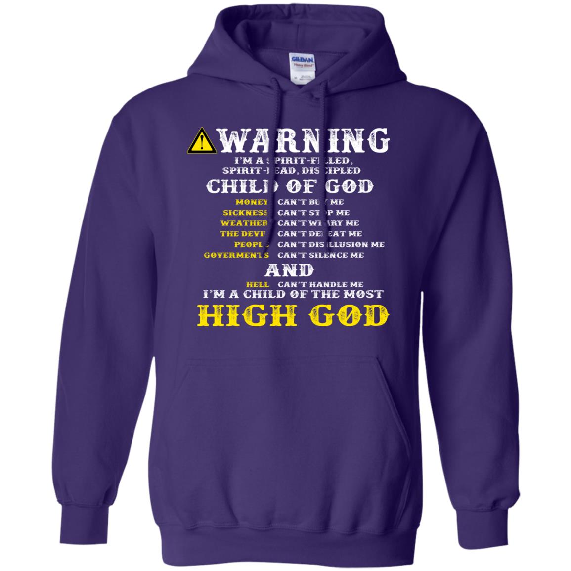 Christian T-shirt Warning I’m A Spirit-filled Spirit-lead Discipled Child Of God Purple