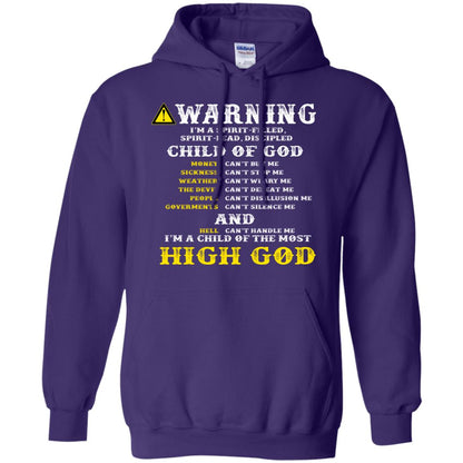 Christian T-shirt Warning I’m A Spirit-filled Spirit-lead Discipled Child Of God Purple