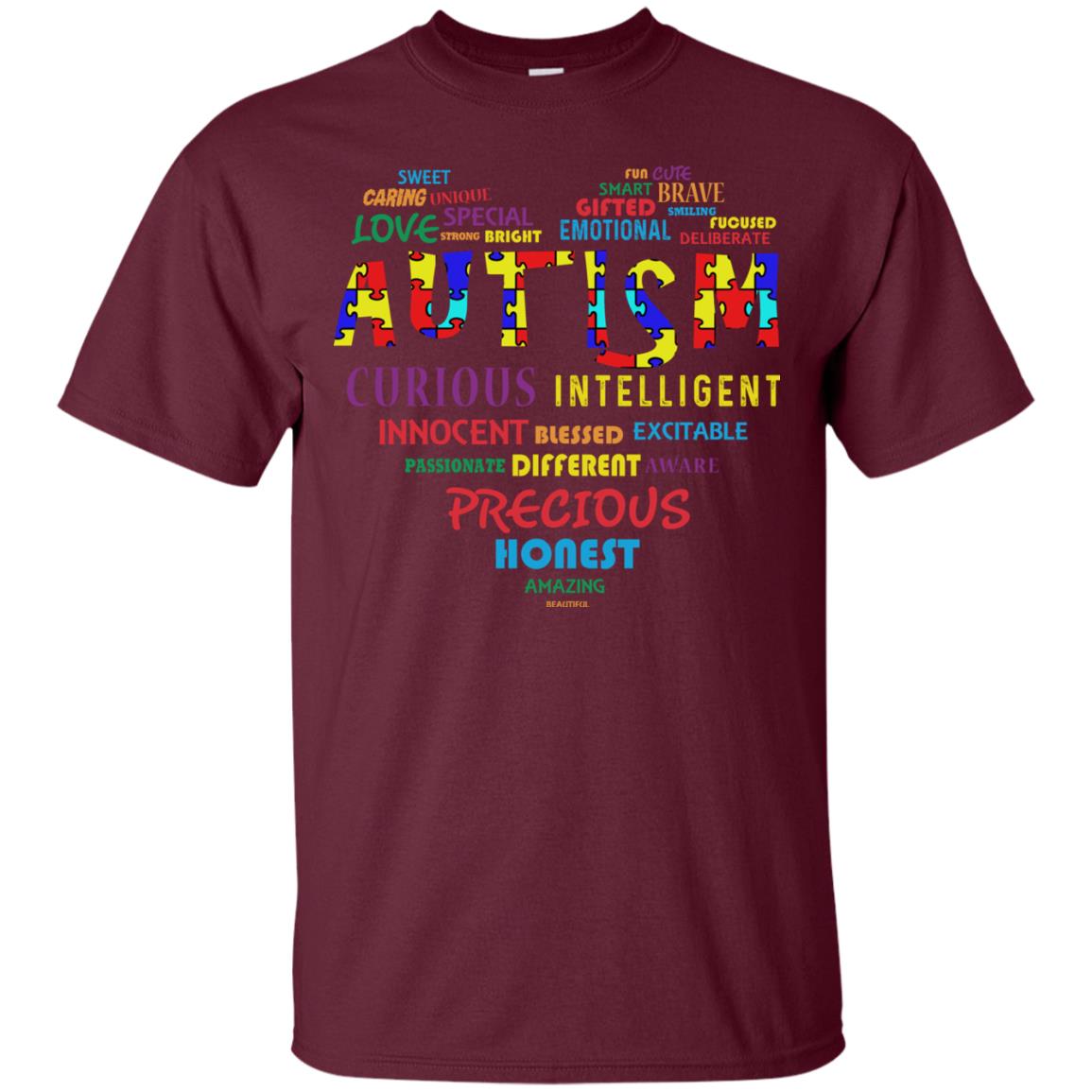 Sweet Caring Unique Love Special Autism Awareness T-shirt Maroon