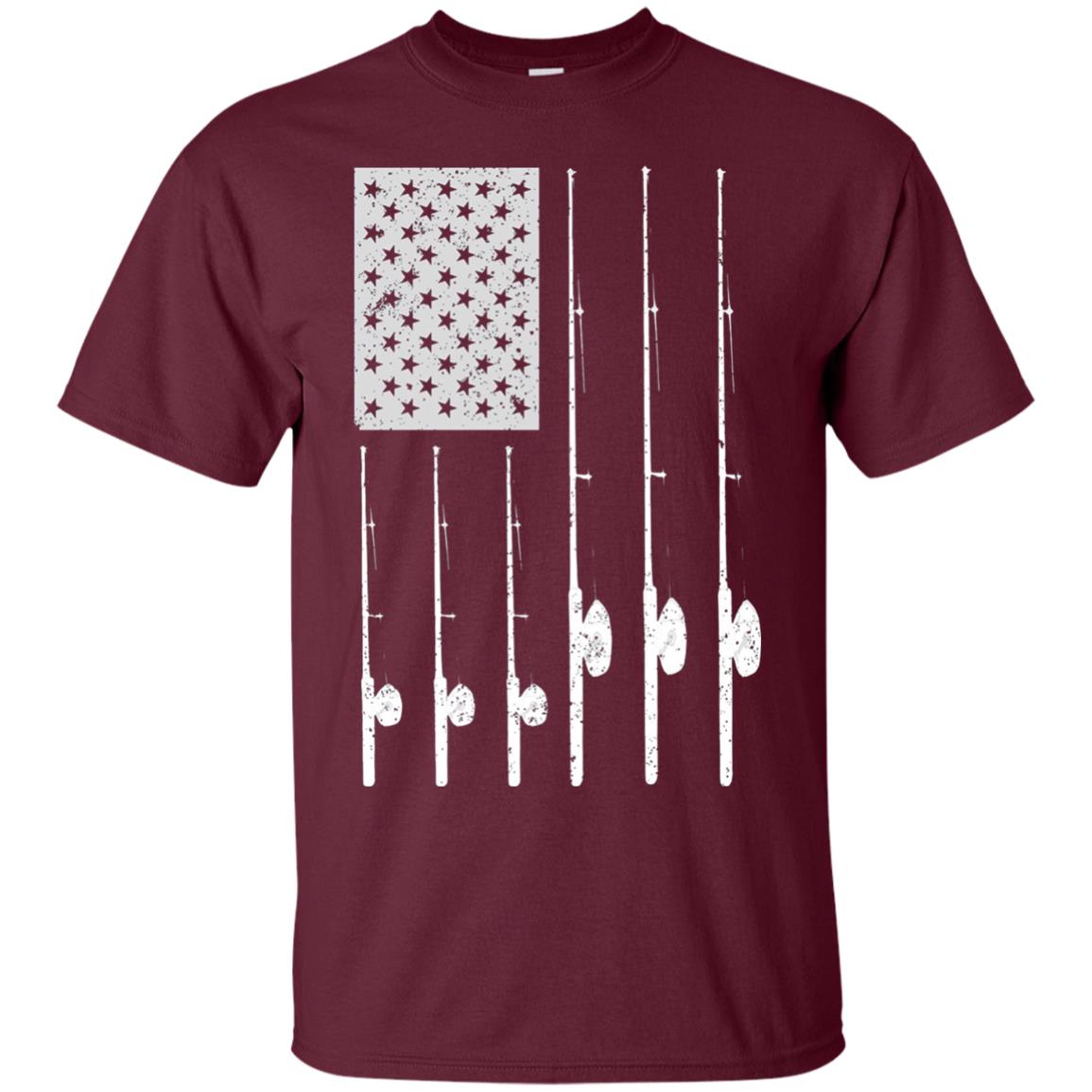 Patriotic Fishing With American Usa Flag Fisherman T-shirt Maroon