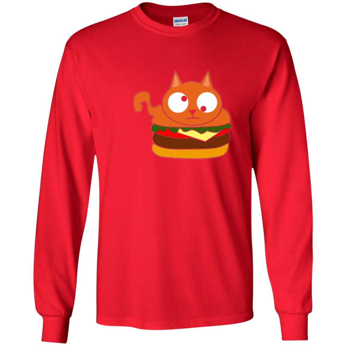 Chibi Kitty Burger Kawaii Cat Lovers Shirt Red