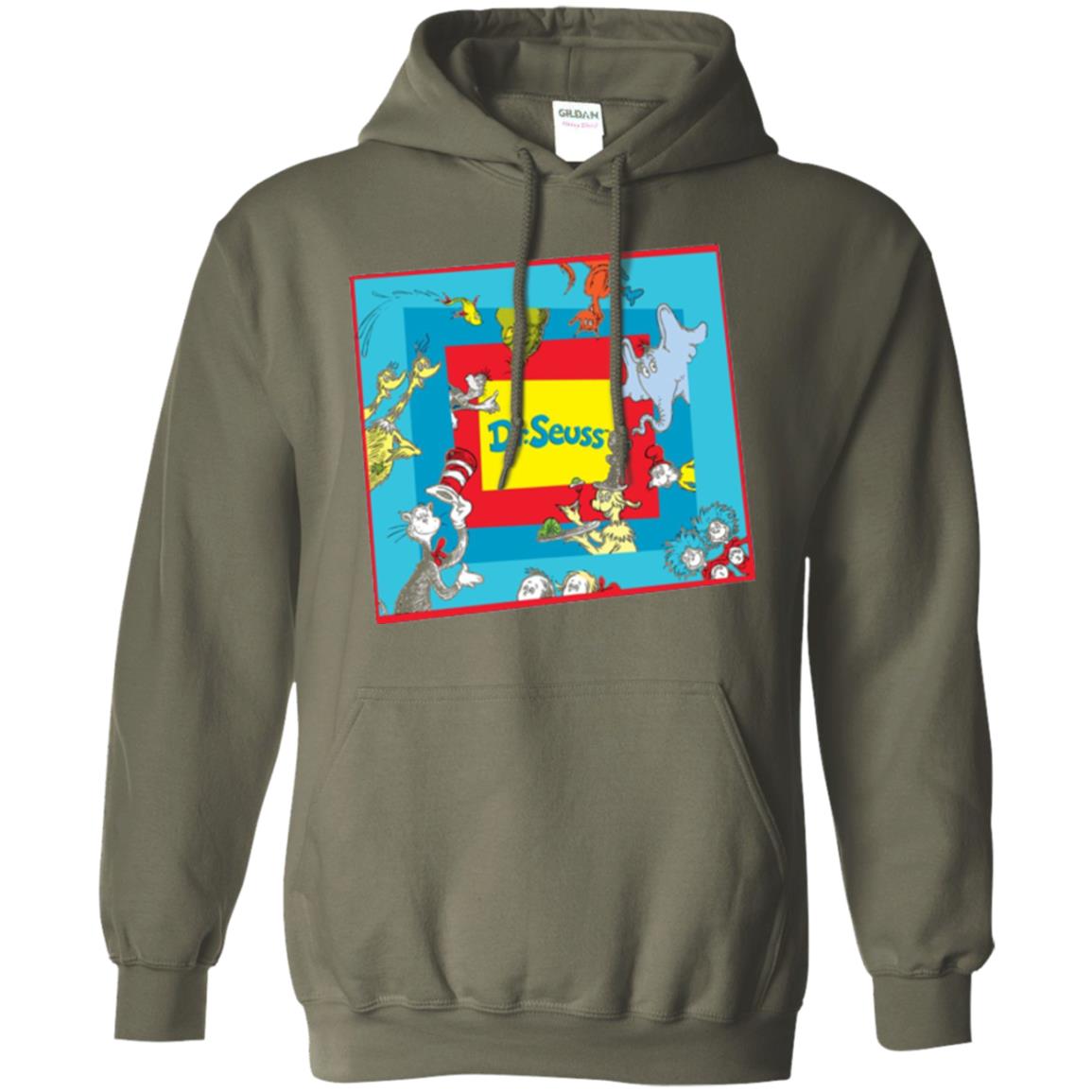 Dr. Seuss Character National Wear Red Day T-shirt Military Green