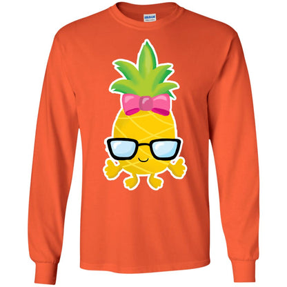 Funny Pineapple With Glasses For Girls Womens Shirt Orange