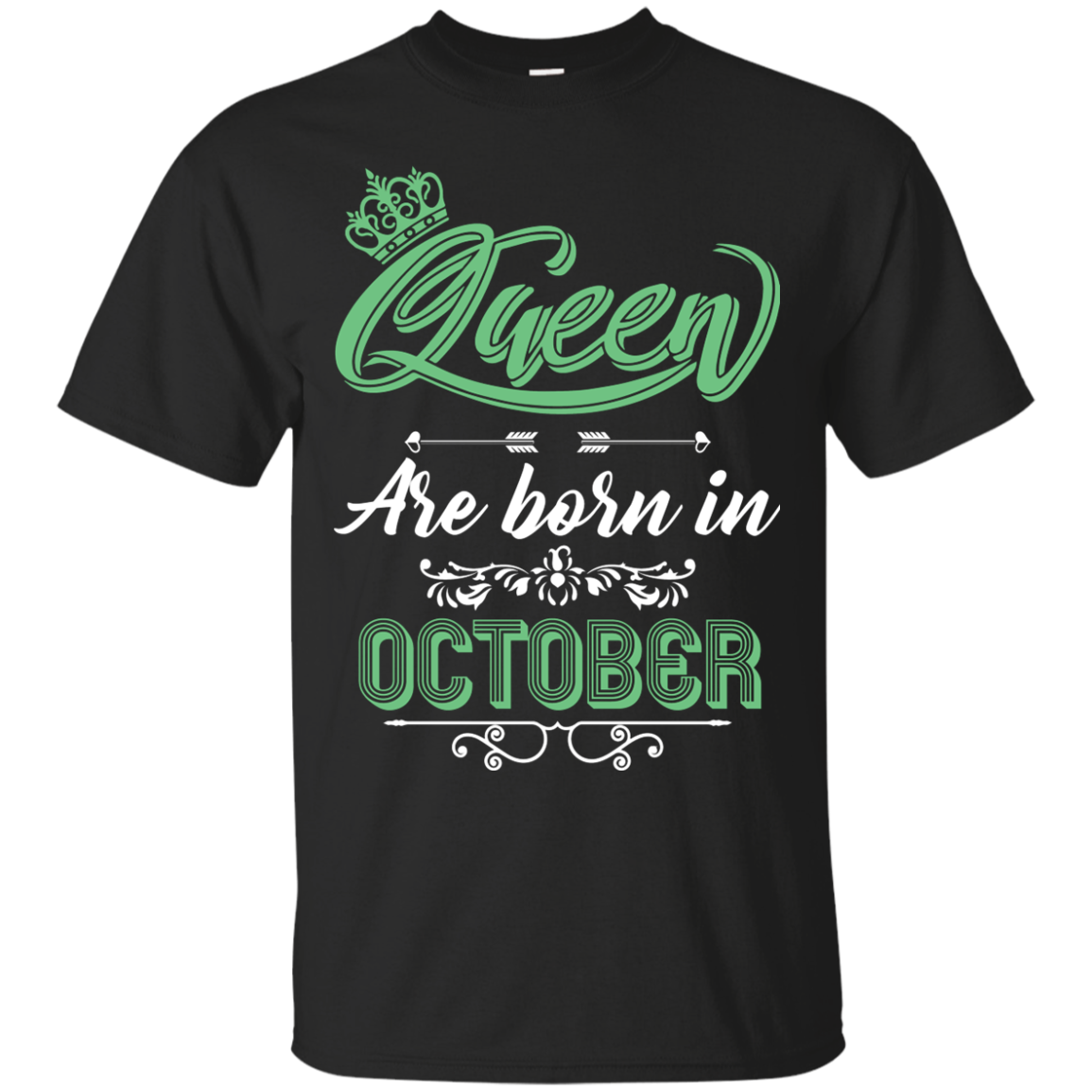 Brithday T-Shirt Queen Are Born In October Black