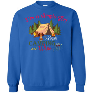 I’m A Simple Girl I Love Beagle Camping And Wine ShirtG180 Gildan Crewneck Pullover Sweatshirt 8 oz.
