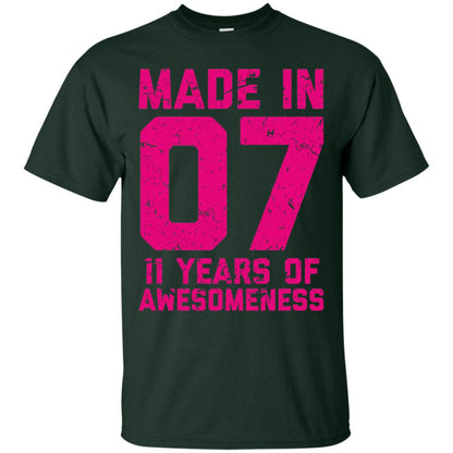 Made In 07 Age 11 Eleven Years Of Awesomeness T-shirt Forest