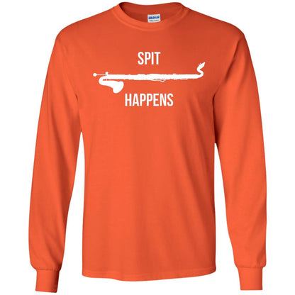 Funny Bass Clarinet T-shirt Spit Happens Orange