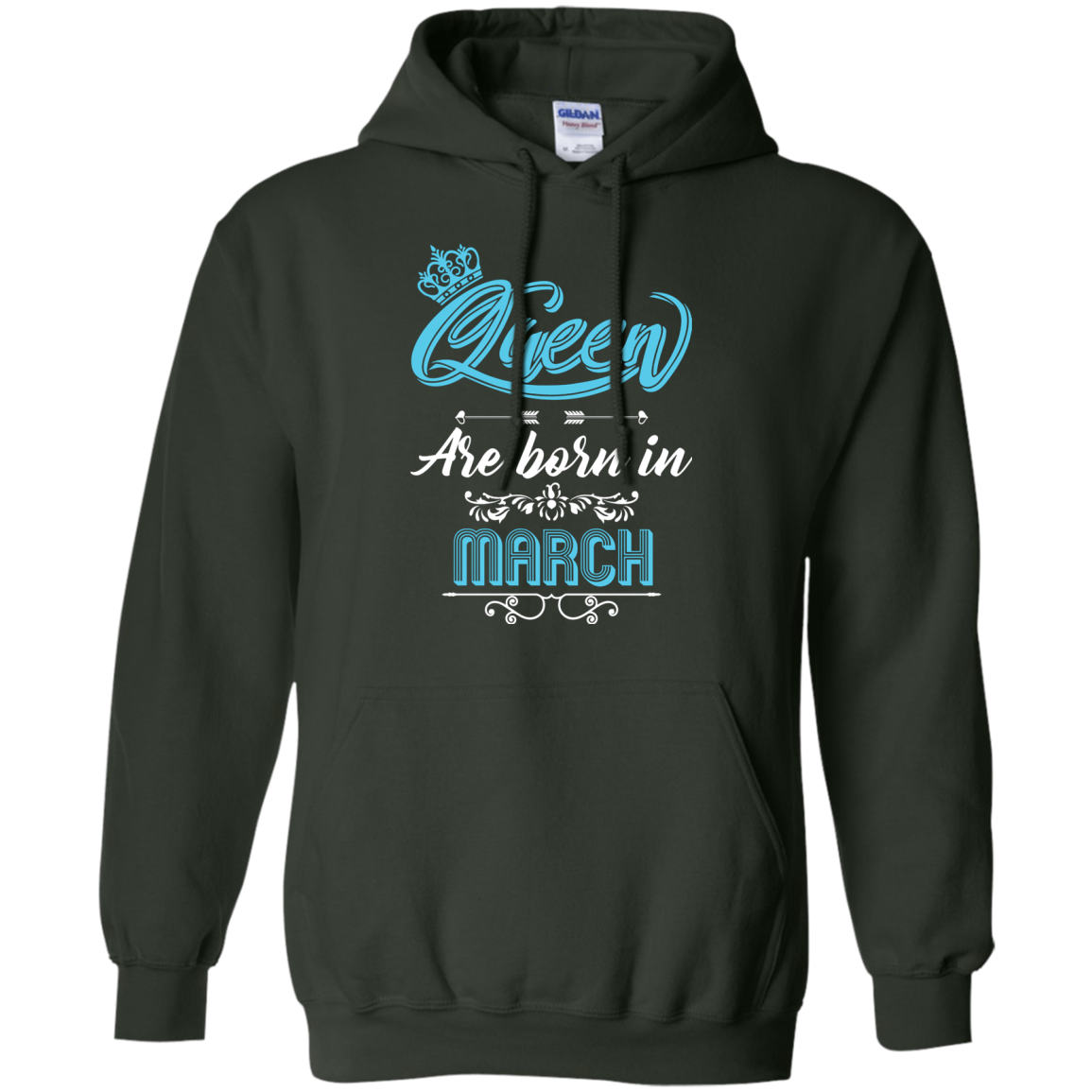 Brithday T-Shirt Queen Are Born In March Forest Green