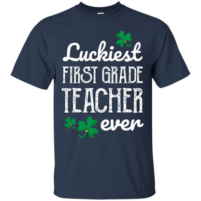 Luckiest First Grade Teacher Ever St. Patricks Day T-shirt Navy