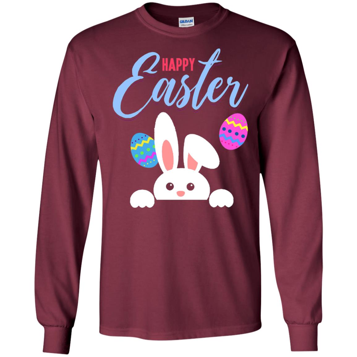 Emoji Bunny Egg Happy Easter Shirt Maroon