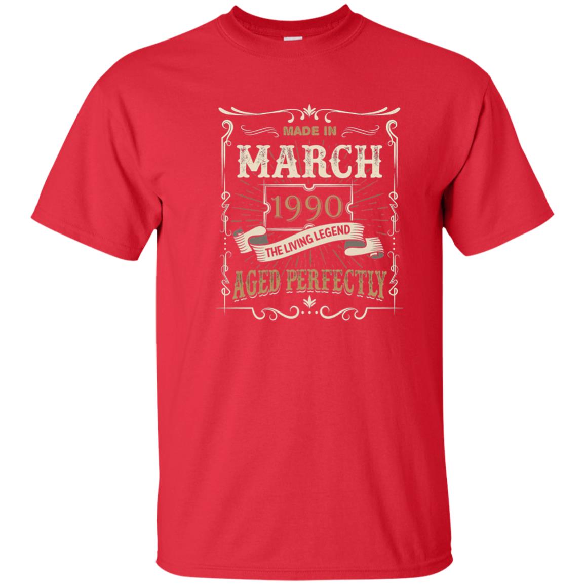 Made In March 1990 The Living Legend 28th Birthday T-shirt Red