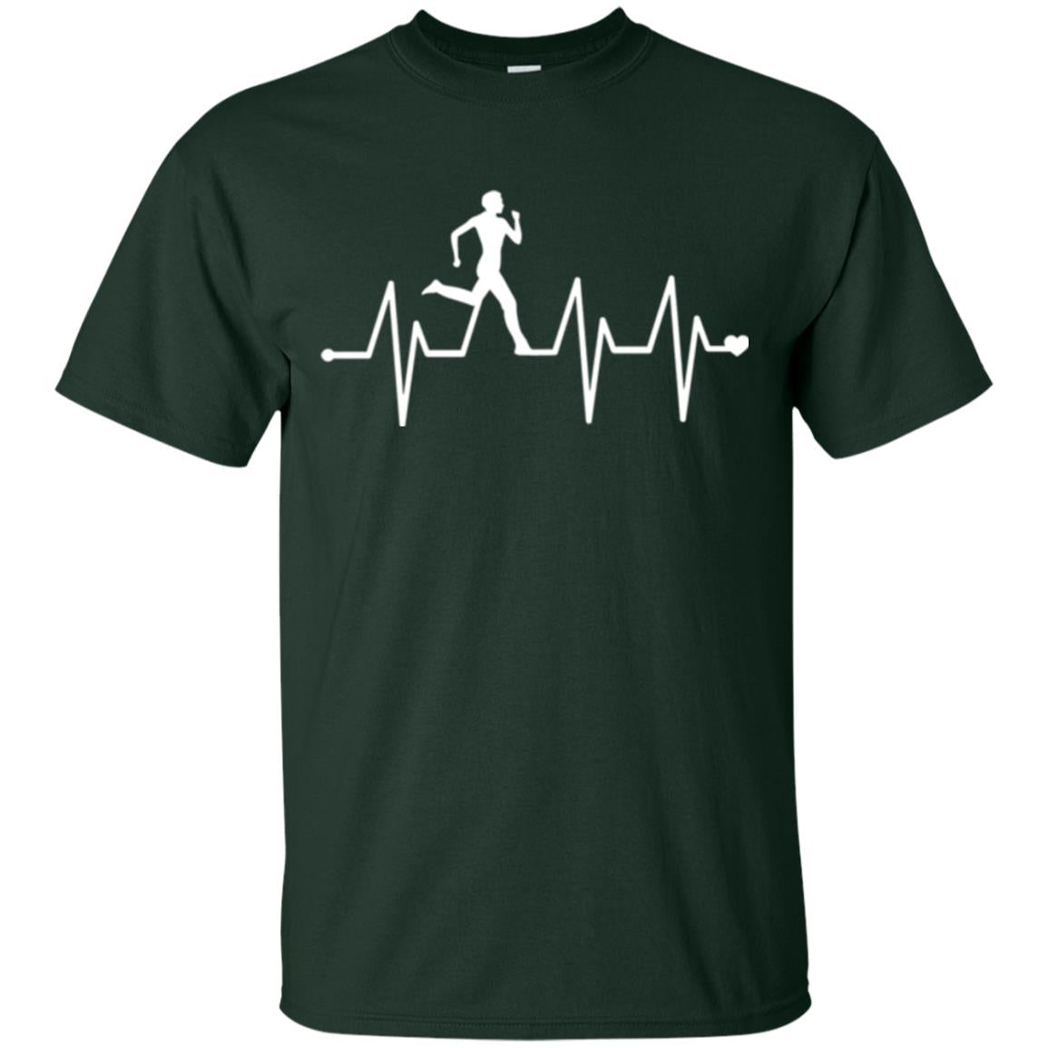 Running T-shirt Athletics Heartbeat Pulse Forest Green