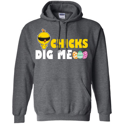 Chicks Dig Me Funny Chicken Shirt For Easter Day Dark Heather