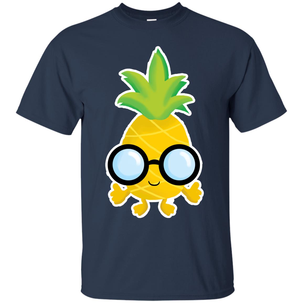 Funny Pineapple With Glasses For Boys Mens Shirt Navy