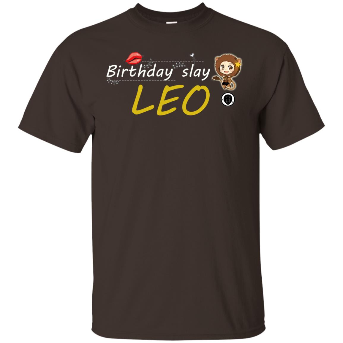 Cute Leo Girl Birthday Lip Slay T-shirt Dark Chocolate