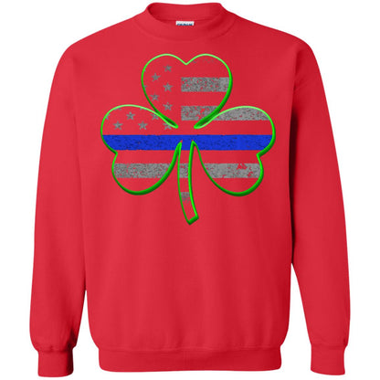 Thin Blue Line St Patrick_s Day Clover T-shirt Red